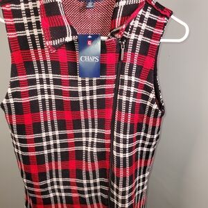 Chaps Women's Bold Red and Black Checkered Vest
